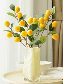 1PC/2pcs/3PCS/5PCS, Artificial Lemonade Ornament, 67cm Long, 1 Stick 6 Fruits, Non-Fading Flexible Plastic Plant Artificial Flower Fruit Potted Decoration, Modern Simple Nordic Style, Suitable For Home Interior And Outdoor Decoration, Flower Arrangement, Wedding, Etc.