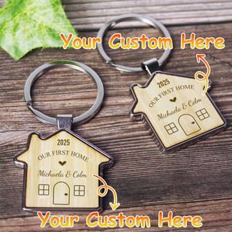 Personalized Home Sweet Home Couples Keyring, Personalised House Warming Key Chain, Moving House Gift, New Home Keyrings, His & Hers Homeowner