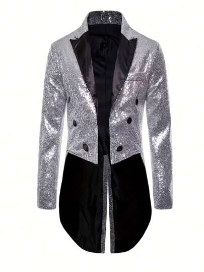 Men's Fashion Sequin Patchwork Costume Suit Jacket