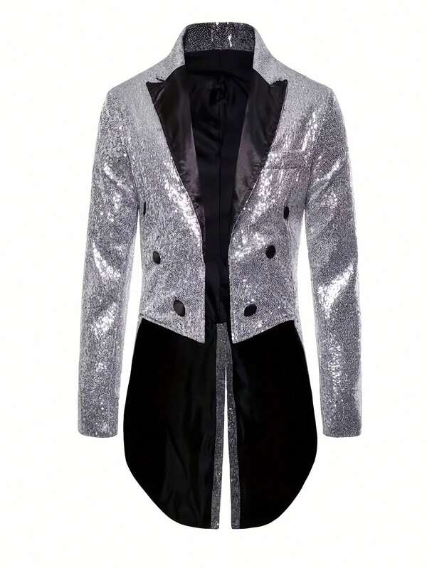 Men's Fashion Sequin Patchwork Costume Suit Jacket