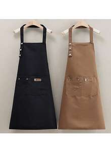 1件美髮沙龍廚房圍裙，適合女性與男性主廚工作圍裙，適用於燒烤餐廳、酒吧、咖啡廳、美甲沙龍、美容工作服 - 彩色 - 查看 1