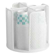 MTQ Dispensador de Vasos Dispensador de Vasos de Papel Giratorio Organizador de Vasos con 4 Compartimentos Especiero Organizador de Cocina Giratorio 360º para el Hogar Cocina Oficina Bar - blanco - Ver 1