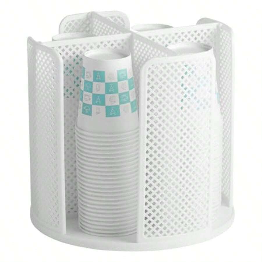 MTQ Dispensador de Vasos Dispensador de Vasos de Papel Giratorio Organizador de Vasos con 4 Compartimentos Especiero Organizador de Cocina Giratorio 360º para el Hogar Cocina Oficina Bar - blanco - Ver 1