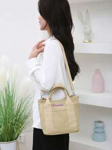 1PC Women's Personalized Ins Canvas Bag, Fashionable And Versatile Commuting Shoulder Bag For Work, Portable Multi-Pocket Storage Bag, Large-Capacity Student Book Handbag With College Style,All-Purpose,Large Capacity,Versatile,Multifunction,Colorful,Cute,Adorable,Contracted,Funny,Kawaii,Y2K,Minimalist,Commuting,Business Casual,Basics,Custom,Personalized,Unique,Customized,Ideal Gifts For Him,Ideal Gifts For Her,Her,Family,Friends,Girlfriend,For Anniversaries,For Birthdays,For Holiday/ Vacation,For Outdoors/Outings/Travel/Hiking/Stadium/Sports/Climbing,For Business/Commute/Work/Office