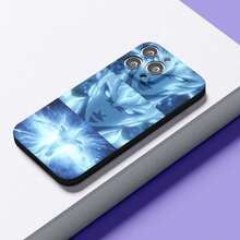 The Phone Case Features A Character With A Fierce Expression, Glowing Eyes, And An Intense Blue Aura. There Are Additional Dynamic Blue Energy Effects Surrounding The Character. Phone Case For Apple  16 15 14 13 12 11 Mini Plus Pro Max Gifts For Friends, Couples, Family - màu đen - Xem 4