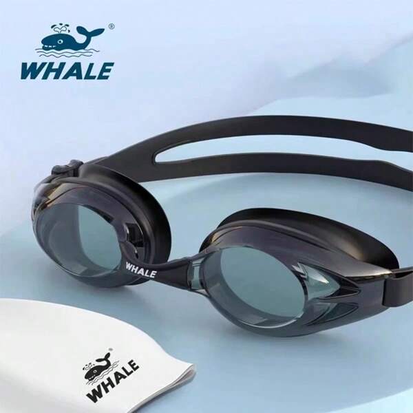 1pc Whale Swimming Training Goggles, Silicone Leakproof Anti-Fog Clear Swim Goggles For Men & Women, Professional Competitive Swimming Eyewear, White, PC Material