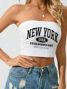 Top tubo personalizado para mujer, añade texto, elige tu color y fuente favoritos, personalización de patrón de top tubo para deportes - Blanco - Ver 4