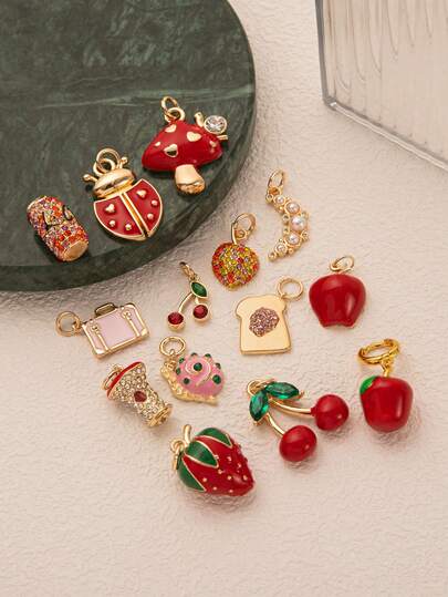 1 pieza Colgante con forma de fresa, luna, champiñón, refresco de cola o mariquita, de acero inoxidable, plateado en oro de 18K, a prueba de agua y sudor, apropiado para uso diario, un colgante creativo para esposas, madres y novias