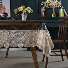 1pc Transparent PVC Tablecloth, Rectangular 55"X86", Modern Countryside Home Decor, Kitchen, Wedding, Picnic, Restaurant