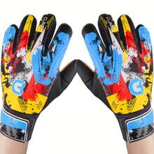 Football/Soccer Goalkeeper Gloves, Graffiti Design Goalkeeper Gloves, Strong Grip Goalkeeper Gloves, Anti-Slip Soccer/Football Gloves
