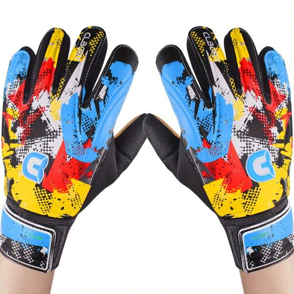 Football/Soccer Goalkeeper Gloves, Graffiti Design Goalkeeper Gloves, Strong Grip Goalkeeper Gloves, Anti-Slip Soccer/Football Gloves