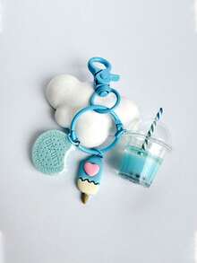 可爱钥匙扣冰淇淋珍珠奶茶饼干粉色钥匙扣，夏季旅行包配件，返校礼物，返校旅行用品 - 彩色 - 查看 15