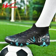 STARNOVO Zapatos de fútbol originales de doble estrella, zapatos deportivos de fútbol de moda de caña alta para hombres y mujeres, suela de goma camuflada, tobillo elástico de punto elegante, combinaciones de colores vibrantes, apropiados para entrenamiento/partidos de fútbol de estudiantes de escuela media/primaria y uso diario