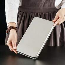 1pc/3pcs New Stainless Steel Tray, Stainless Steel Baking Tray, Afternoon Tea Tray, Snack Burger Cocktail Cake Tray, Easy To Clean, Oven - Silver - View 9
