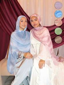 1pc Elegant & Versatile Women Scarf, Ink Painting Wave Gradient Shawl Hijab, Suitable For Sunshade, Daily Wearing, And Abaya - Ink Painting 068 - View 1