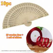 1-30pcs Elegant Folding Wooden Fans, Bohemian Style Hand Fans, Hollow Carved, Portable Lightweight Wooden Fans, Suitable As Photography Props, Graduation Gifts For Women, Home Decor, Use In Summer, Beach Or Travel To Enjoy Cool Breeze, Personalized Carved Wooden Wedding Fans