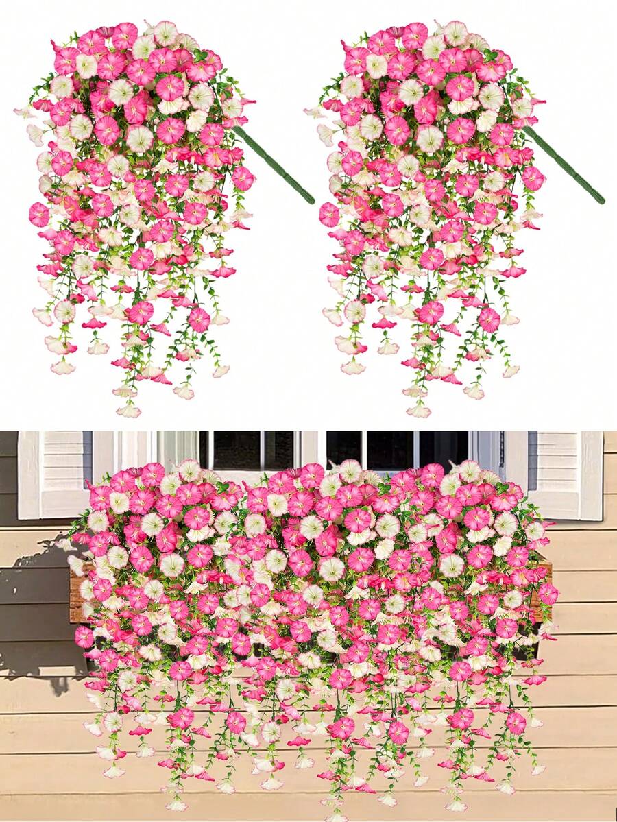 1/2/4/6 cành dây leo bạch đàn và hoa bìm bìm nhân tạo, chất liệu lụa chống tia UV, thích hợp trang trí ngoài trời, kỷ niệm, tốt nghiệp, đám cưới, tiệc tùng, nhà cửa, văn phòng, hiên nhà, sân vườn, tường nhà, mùa xuân/hè.