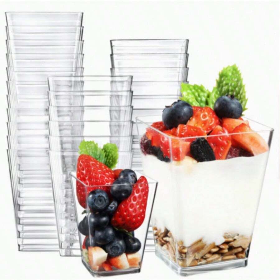 10/50/100 Pieces 2/4/5 Ounces (60/120/150ML) Capacity Mini Plastic Dessert Cups, Ice Cream Cups, Small Transparent Banana Pudding Cups, Used As Appetizers, Tasting Bowls For Birthdays, Weddings, And Parties, Christmas Gifts