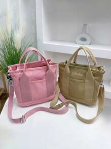 1PC Women's Personalized Ins Canvas Bag, Fashionable And Versatile Commuting Shoulder Bag For Work, Portable Multi-Pocket Storage Bag, Large-Capacity Student Book Handbag With College Style,All-Purpose,Large Capacity,Versatile,Multifunction,Colorful,Cute,Adorable,Contracted,Funny,Kawaii,Y2K,Minimalist,Commuting,Business Casual,Basics,Custom,Personalized,Unique,Customized,Ideal Gifts For Him,Ideal Gifts For Her,Her,Family,Friends,Girlfriend,For Anniversaries,For Birthdays,For Holiday/ Vacation,For Outdoors/Outings/Travel/Hiking/Stadium/Sports/Climbing,For Business/Commute/Work/Office