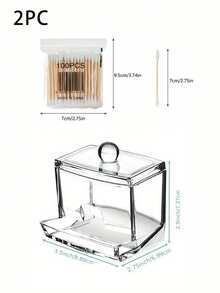 1 件塑料棉签盒，透明塑料棉签盒，带方便分配器，节省空间，适用于浴室台面、家庭和厨房组织，水晶棉签盒，返校 - 彩色 - 查看 15
