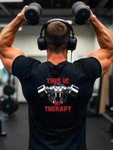 This Is My Healing Way' Fitness T-Shirt, Workout Tee, My Healing T-Shirt: Fitness Motivation, Gym T-Shirt, Activewear, Fitness Apparel, Motivation, Healing, Men's Fashion, Muscle Tee, Weightlifting Shirt - Black - View 2
