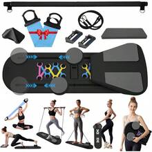 Pilates Reformer Board Set For Home Workout Multifunctional Portable Foldable Pilates Board For Small Spaces Extra Complimentary Tension Straps Full Body Workout For Women Men - Black - View 1