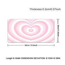 1 件粉色和白色覆盖爱心激光卡通可爱女孩鼠标垫，时尚印花键盘游戏配件鼠标垫，办公电脑 PC 游戏玩家笔记本电脑桌垫，天然橡胶防滑办公鼠标垫