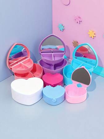 1 pieza Caja para joyas en forma de corazón, caja de corazón + bolsa con hebilla, caja de almacenamiento de decoración para escritorio. Apropiada para guardar anillos, collares, pendientes y accesorios. Es un regalo ideal para la temporada de graduación, San Valentín, Día de la Madre, Navidad, bodas, fiestas y cumpleaños, de vuelta a la escuela