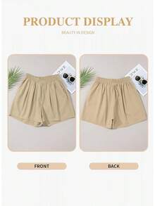 Womens Plus Size Shorts Casual Elastic Waist Drawstring Comfy Lightweight Summer Shorts With Pockets(1X-5X)