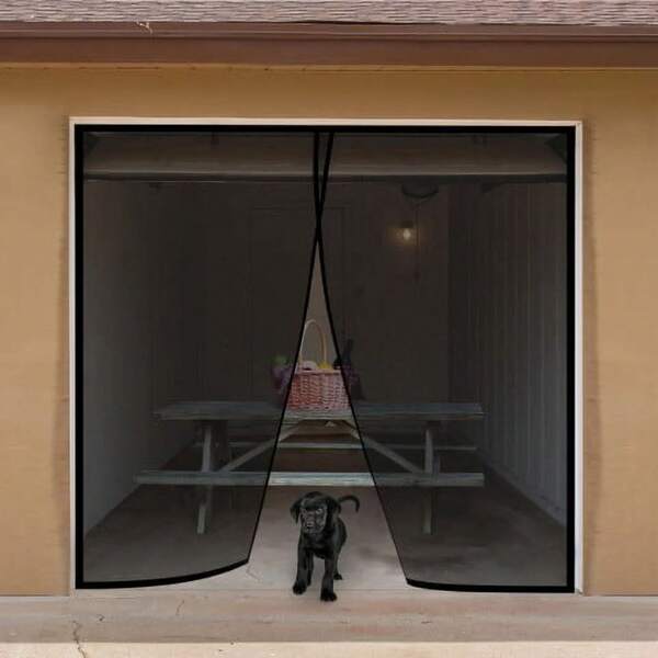 Magnetic Screen Door For 1-Car Garage – Heavy-Duty Fiberglass Mesh, 114" X 90", Easy Hook & Loop Installation, Keeps Insects Out, Allows Fresh Air