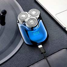 Kemei Afeitadora eléctrica mini para hombres KM-T83 con 3 cuchillas, IPX5 resistente al agua, totalmente lavable, portátil para viajes, recortadora de barba, carga tipo C, afeitado en seco o húmedo, máquina de afeitar recíproca para rostro, 1 pieza