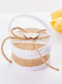 1pc Wedding Flower Girl Ring Box, Creative Woven Rope Ring Basket, Bridal Shower Gift, Wedding Decor, Fashionable Gift Box