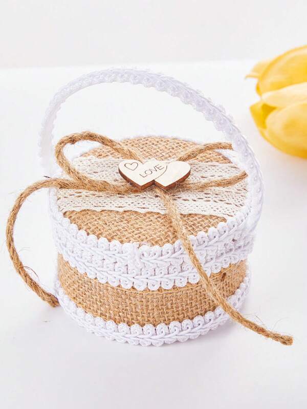 1pc Wedding Flower Girl Ring Box, Creative Woven Rope Ring Basket, Bridal Shower Gift, Wedding Decor, Fashionable Gift Box