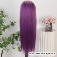 Gorgeous Ombre Blue Synthetic Lace Front Wigs 26 Inch Pre Plucked Long Straight Hair Wigs Glueless Blue White Ombre Colored Wigs Soft Christmas Wigs Heat Resistant Ombre Blue Lace Front Wigs For Fashion Women Perfect For Daily Wear & Parties - 漸層紫 - 查看 7