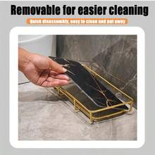 Metall Badezimmer Eitelkeit Kosmetikbox Lagerregal Rack Waschbecken Licht Luxus Stil Desktop Tablett