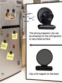 5/10pcs Round Refrigerator Magnets, Heavy Duty Fridge Magnets, Refrigerator Magnetic Clips, Refrigerator Magnets Magnetic Clips Strong Adhesion Detailed List Display Paper Fasteners