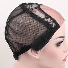 1 件 U 部分瑞士蕾丝假发帽黑色发网假发帽用于制作蕾丝假发编织帽带可调节带子假发制作工具 - 黑色 - 查看 6
