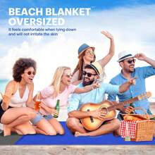 EASYFUN Beach Blanket Sandproof Oversized, 79''*83'' Extra Large Beach Mat, Portable Picnic Mat For Travel Camping Hiking, Lightweight Beach Essentials Family Water Resistant Mat Nylon 210T - 04 Royal Blue - View 5