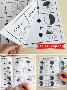 Cuaderno de ejercicios básicos de fracciones para niños, educación preescolar para aprender sobre fracciones de manera interesante, desde lo superficial hasta lo profundo. Incluye pared de fracciones, gráfico de fracciones, eje de fracciones, comparación de tamaño de fracciones, diversos formularios de comprensión de fracciones, ejercicios de suma y resta de fracciones. Es una excelente herramienta de aprendizaje de matemáticas para niños, para aprendizaje familiar, práctica escolar, ocio al aire libre y regalo para niños. Día de la Madre