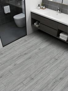 1 Roll 40cm (15.7in) Wide Light Gray Wood Grain Self-Adhesive Floor Sticker, Waterproof Moisture-Proof Anti-Slip Vinyl Floor Decal, Removable For Bathroom Kitchen Living Room Home Decor - A - View 2