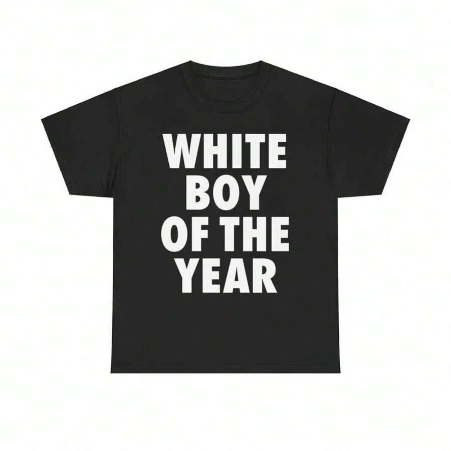 Man Menswear Oversized Tshirt-WHITE BOY OF THE YEAR SHIRT - 黑色 - 查看 1