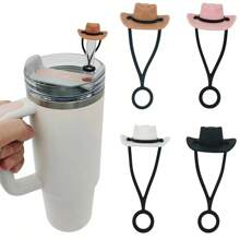 1 /4pcs-Cowboy Hat Straw Head Cover, Silicone Reusable Dust-Proof Straw Cover, Cute Silicone Cup Straw Cover - Protect Straw, Cup Accessory, Silicone Cowboy Hat Straw Cover, Gift For Men And Women, Cute And Funny Straw Cover, Easy To Install.