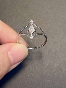 Anel de Prata Sterling 925 Geométrico Único com Zircônia Cúbica Sintética para Mulheres, Joia Fashion & Personalizada para Festa & Ocasiões