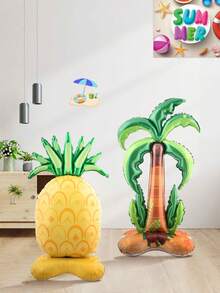 kumozawa 1 个巨型 6 英尺直立椰子树和菠萝气球 - 夏日派对装饰，夏威夷主题，自封铝膜，非常适合海滩和卢奥派对，夏日派对装饰|热带派对装饰|充气热带装饰，夏日派对装饰