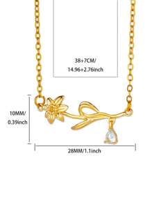 1PC Gold Birth Flower Necklace For Women 12 Month Birthstone Bouquet Pendant Floral Necklace, Daily Wear Jewelry For Valentine's Day Wedding Birthday Gift