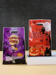 10/25/50 Stücke orange-lila Halloween Geschenktaschen, gruselige Kürbis Hexe Geist Burg gemusterte Geschenktaschen, Halloween Party Geschenkdekorationstaschen, Trick or Treat, Halloween Feier Geschenkverpackung Plastiktaschen, Horror Themenparty Dekorationszubehör, Halloween kleine Geschenkverpackungstaschen, Küchen Verpackungszubehör, Halloween Dekorationen, Halloween Geschenke, Party Gastgeschenke