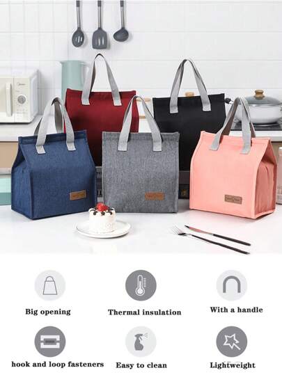 1pc Insulated Lunch Bag, Portable Lunch Box Bag, Thermal Lunch Bag, Insulated Bag, Lunch Box, Thick Insulated Lunch Bag, Thick Aluminum Foil Waterproof Insulated Lunch Bag, Large Capacity Aluminum Foil Insulated Lunch Bag For School Lunch, Outdoor Camping, Summer Travel, Essential, School Supplies, Back To School Season