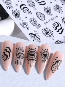 Pegatinas para uñas de diseño de Halloween en 3D, 2 piezas, con diseños de dibujos animados, líneas irregulares de grafiti, setas, ojo maligno, lágrimas del diablo, estrellas, para decoración de manicura y uñas para salón, accesorios DIY Y2K de otoño e invierno