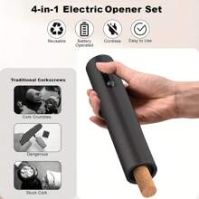 RAF 1set Electric Bottle Opener, Spiral Vacuum Preservation Pour Bottle, Multi-Functional Electric Bottle Opener Set, With Foil Knife And Vacuum Seal - Battery-Powered, Easy-To-Store Base, An Electric Bottle Opener Suitable For Home Parties, Bars And Restaurants.Kitchen Appliances