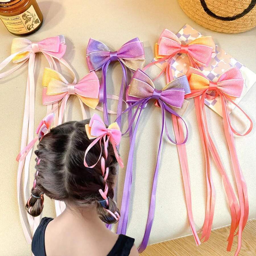 New Chinese Style Gradient Bow Tassel Hairpins Children Sweet Girls Beautiful Hair Clips Women Barrettes Grips Hair Accessories